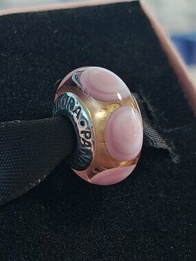 Authentic Pandora Pink Murano Stepping Stones Charm – 790911 Sterling Silver